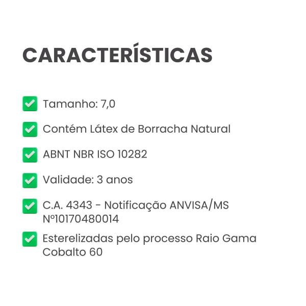 Imagem de Kit 10 Pares Luvas Cirúrgicas 7,0 Estéril Com Pó Sanro Lis