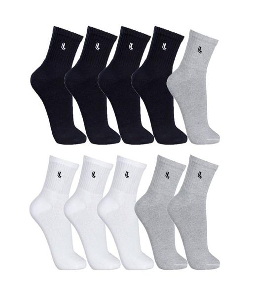 Imagem de Kit 10 Pares Meias Cano Médio Lupo Sport Masculina Adulto Esportiva Algodão