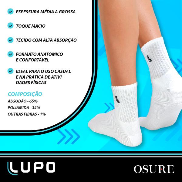 Imagem de Kit 10 Pares Meias Lupo Original Algodão Cano Alto Longo Masculina Academia Atacado Esportiva 3245