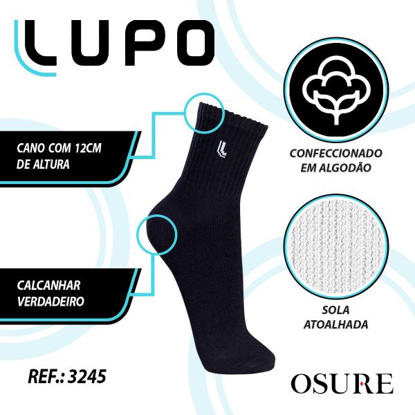 Imagem de Kit 10 Pares Meias Lupo Original Algodão Cano Alto Longo Masculina Academia Atacado Esportiva 3245