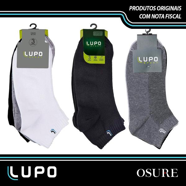 Imagem de Kit 10 Pares Meias Lupo Original Algodão Masculina Feminina Cano Curto Baixo Soquete Atacado 3225