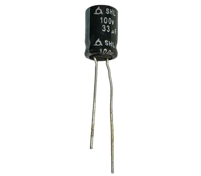 Imagem de Kit 10 pçs - capacitor eletrolitico 33x100v - 33uf x 100v 