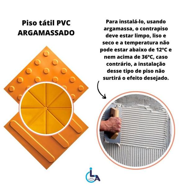 Kit 10 pçs piso tátil pvc argamassado direcional - LAGGE ACESSIBILIDADE Imagem de Kit 10 pçs piso tátil pvc argamassado direcional