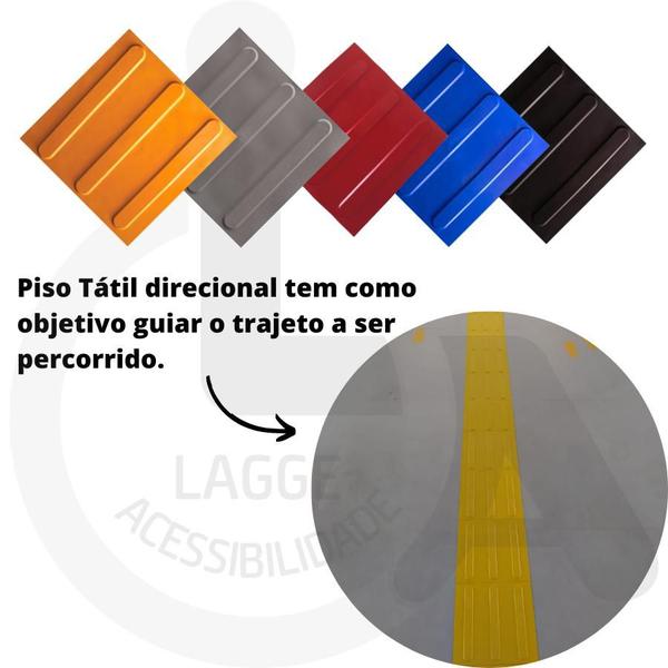 Kit 10 pçs piso tátil pvc argamassado direcional - LAGGE ACESSIBILIDADE Imagem de Kit 10 pçs piso tátil pvc argamassado direcional