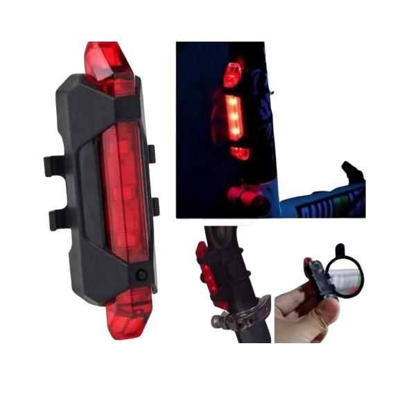 Imagem de Kit 10 Pçs Sinalizador Traseiro Bike Luz 5 Led Recarregavel (199p)