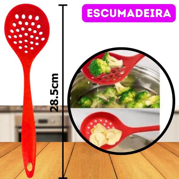 Imagem de Kit 10 Peça Silicone Conjunto Utensílios  2 Colher/ 2 Espátula/ 2 Espátula Vazada/ 2Concha/ 2 Escumadeira