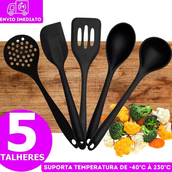 Imagem de Kit 10 Peça Silicone Conjunto Utensílios  2 Colher/ 2 Espátula/ 2 Espátula Vazada/ 2Concha/ 2 Escumadeira