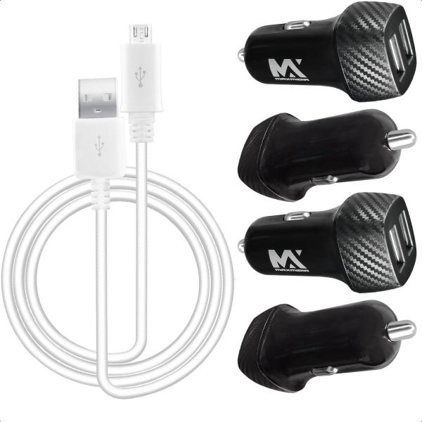 Imagem de Kit 10 Peças Carregador Veicular Turbo e Cabo V8 Micro Usb 1m Rapido