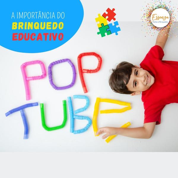 Imagem de Kit 10 Peças Mini Pop Tube Sensorial Brinquedo Educativo Tubo Descompressão Fidget Toys