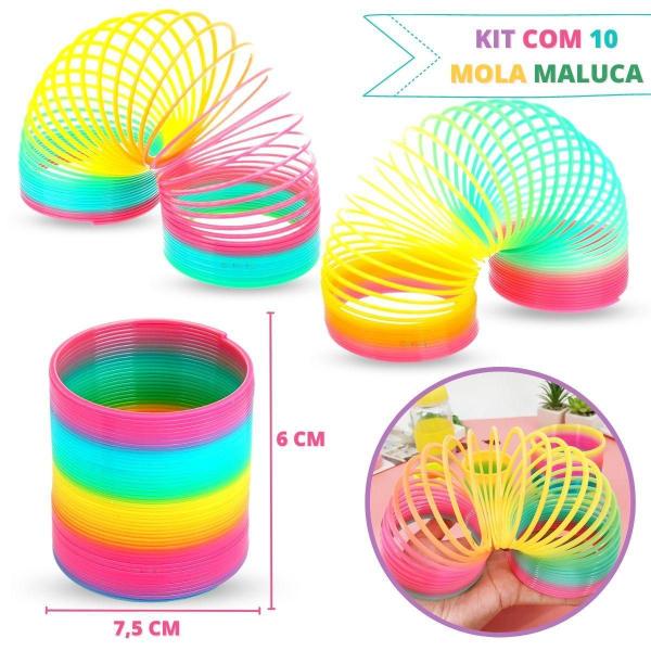 Imagem de Kit 10 Peças Mola Maluca Grande Colorida Brinquedo Arco Íris