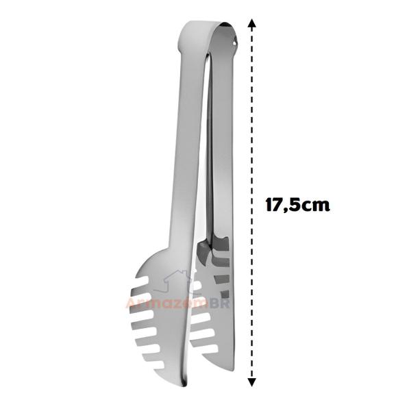 Imagem de Kit 10 Pegador De Massa Salada Carne Pinça Universal Inox 17,5cm - AMZ