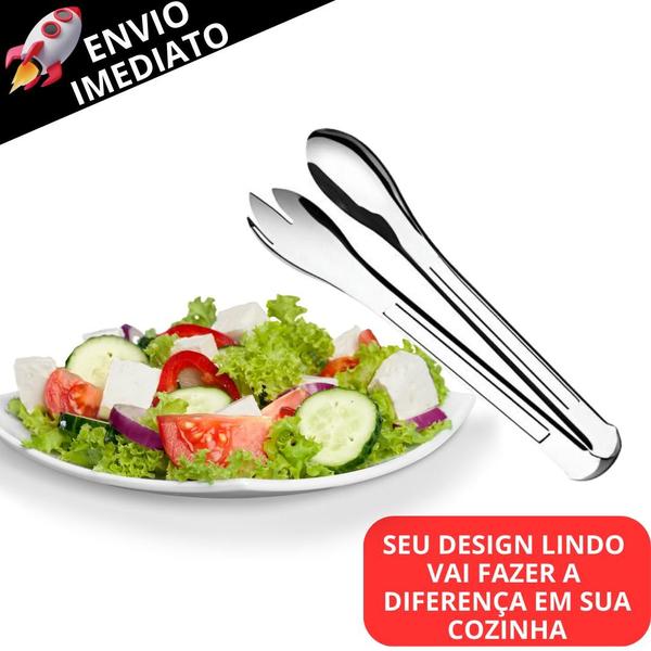 Imagem de Kit 10 Pegador De Saladas e Massas em Inox Grande Pegador Para Cozinha Restaurantes Buffet