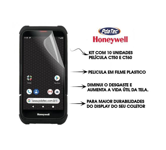 Imagem de Kit 10 Películas Protetora Coletor Honeywell Dolphin Ct50 Ct60