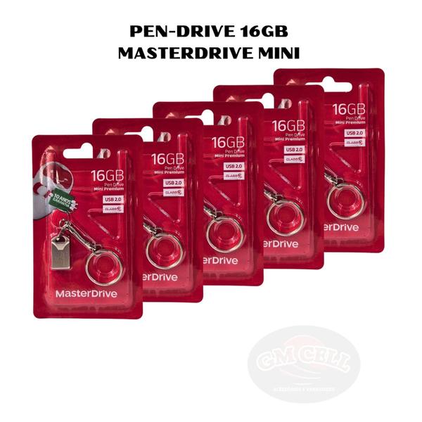 Imagem de Kit 10 Pen drive 16GB mini com chaveiro Masterdrive