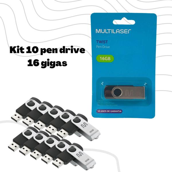 Imagem de Kit 10 pen drive 16gb multilaser PD588