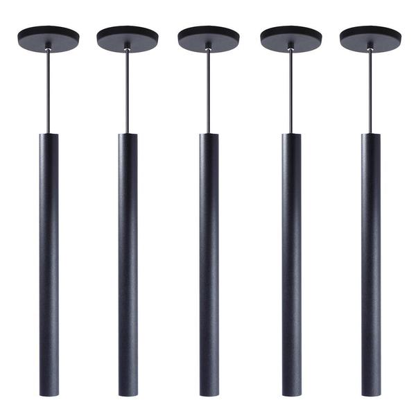 Imagem de Kit 10 Pendente Luminária Tubo Preto 50 Cm + Lâmpada LED Branco Neutro