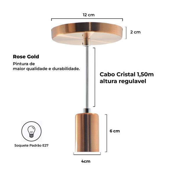 Imagem de Kit 10 Pendente Soquete Copinho E27 Rose Gold+ Led ST64