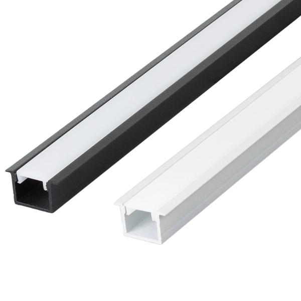 Imagem de Kit 10 Perfil de Led Reforçado Embutir 24x14mm Barra 2m para Fita de Led Pasilux