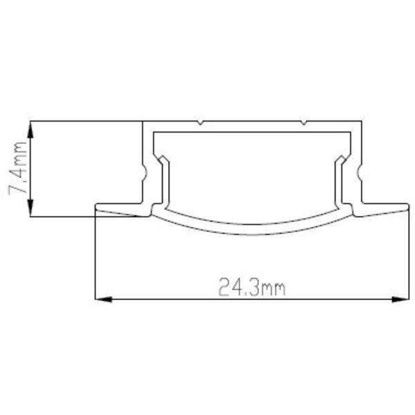 Imagem de Kit 10 Perfil de Led Reforçado Embutir 24x7mm 1m Fita Led