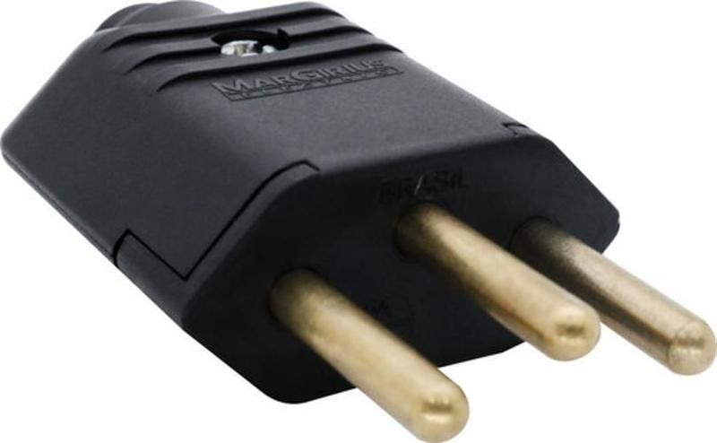 Imagem de Kit 10 Pino Conector Macho Para Extensao 10A 2P + T Preto