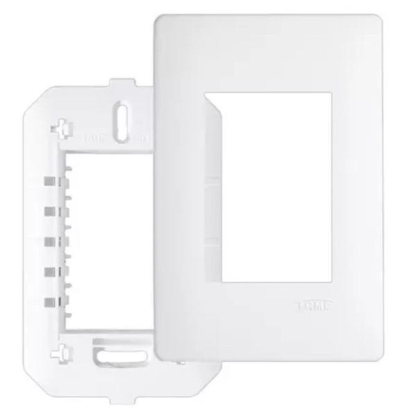 Imagem de Kit 10 Placa 4x2 3 Modulos Com Suporte Habitat Branco 3637