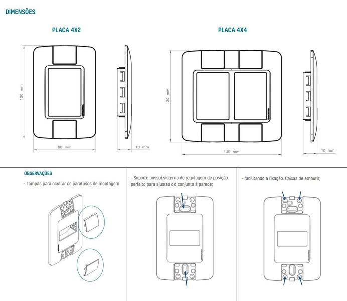 Imagem de Kit 10 placa cega 4x4 aria branca tramontina 57203021