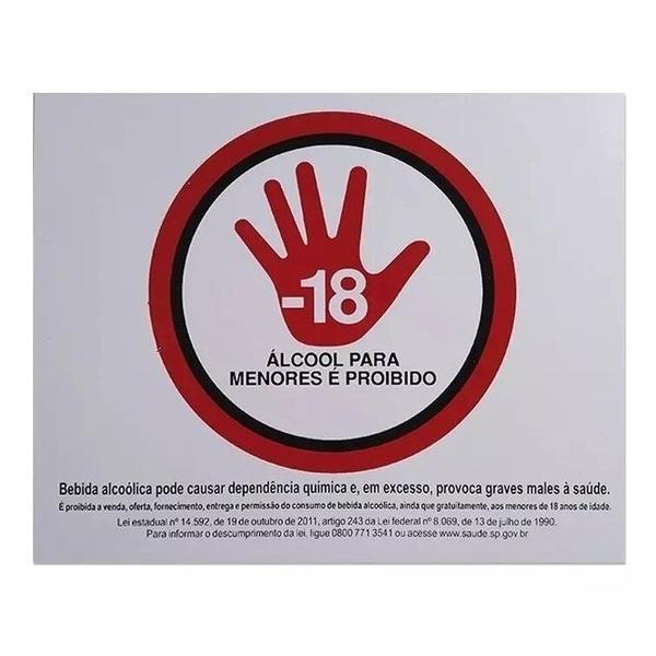 Imagem de Kit 10 - Placa de Sinalização Proibido a Venda de Bebidas para Menores de 18 Anos 