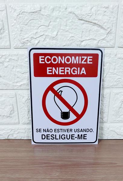 Imagem de KIT 10 Placa Sinalização 15x20 ECONOMIZE ENERGIA DESLIGUE-ME