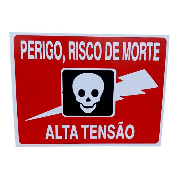 Imagem de kit 10 Placa Sinalização PERIGO,RISCO DE MORTE ALTA TENSÃO