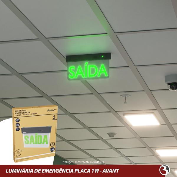 Imagem de KIT 10 Placa Sinalização Saída Verde 30lm 1w Bivolt 1lado 6000k - Avant