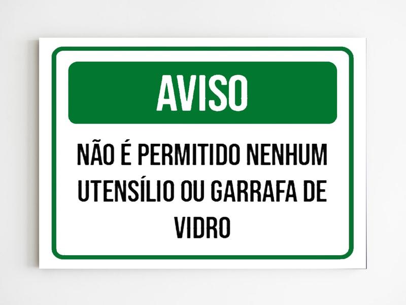 Imagem de kit 10 Placas aviso não é permitido utensilio garrafas vidro