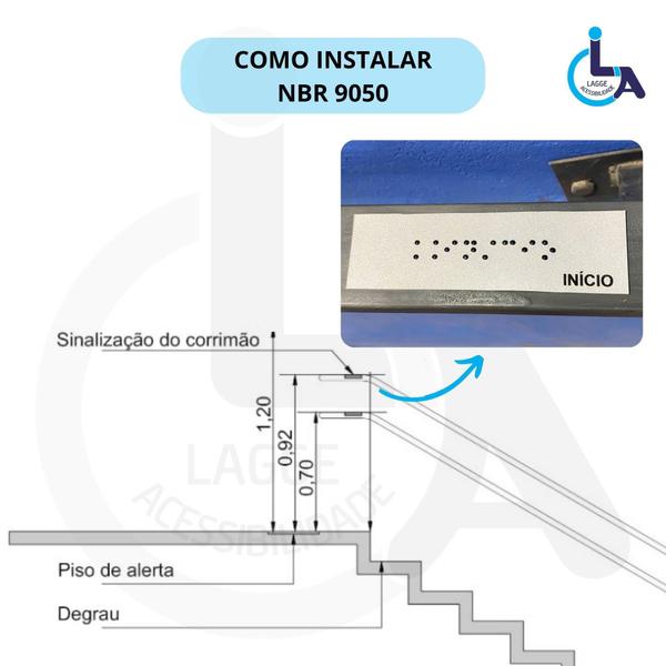 Imagem de Kit 10 Placas Braile Autoadesiva Corrimão Inicio/Final 10X3