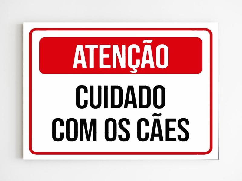 Imagem de kit 10 placas de aviso atenção cuidado com os cães mdf