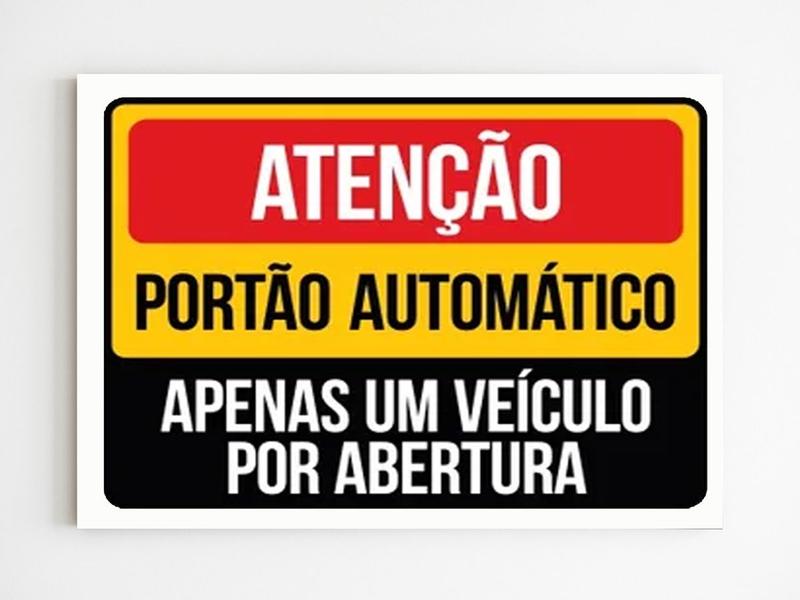 Imagem de Kit 10 Placas de aviso atenção portão automático sinalização