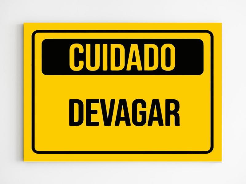 Imagem de Kit 10 Placas de aviso cuidado devagar sinalização mdf 20x29