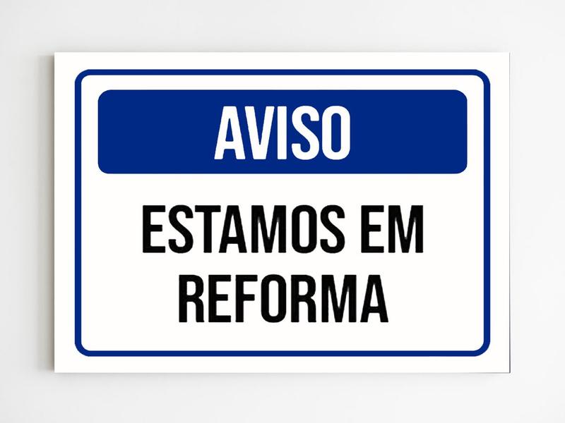 Imagem de kit 10 placas de aviso estamos em reforma sinalização mdf