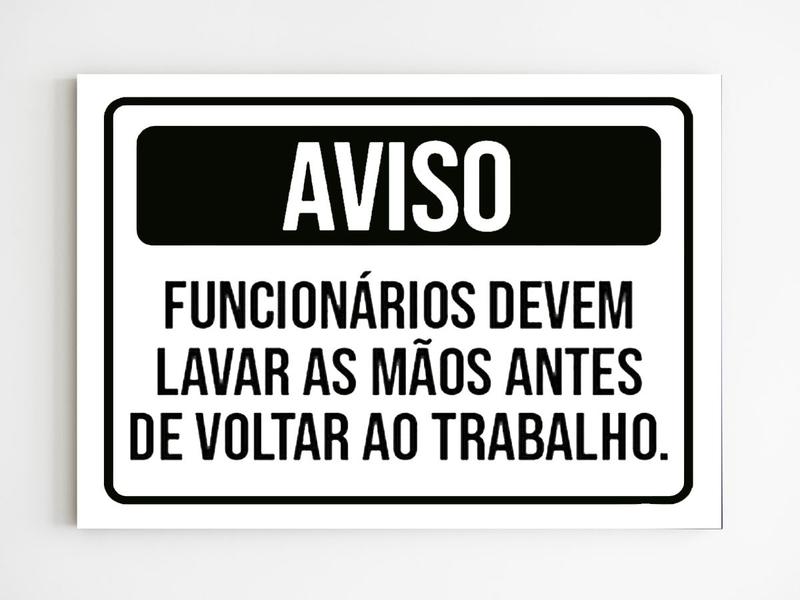 Imagem de kit 10 placas de aviso funcionários devem lavar a mão A4