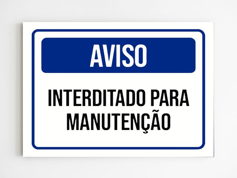 Imagem de kit 10 placas de aviso interditado para manutenção mdf