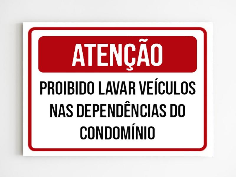 Imagem de kit 10 placas de aviso proibido lavar veículos no condomínio