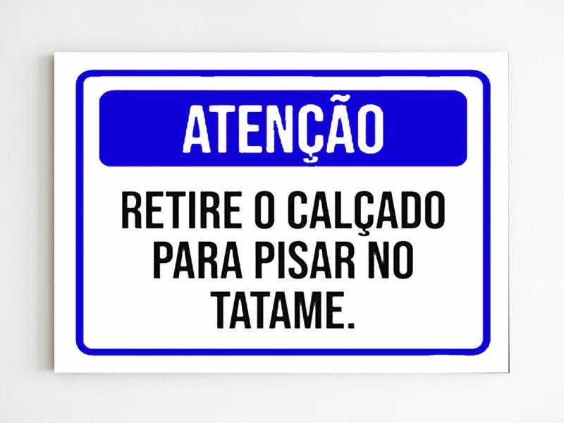 Imagem de kit 10 placas de aviso tire o calçado para pisar no tatame