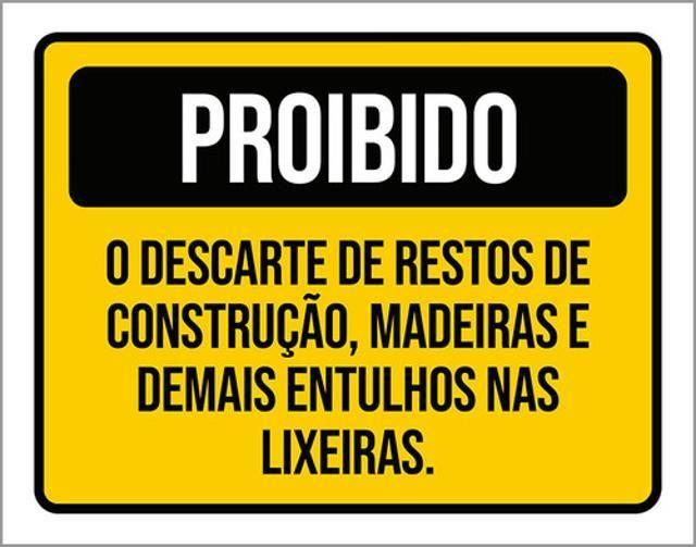 Imagem de Kit 10 Placas De Proibido Descarte Construção 36X46