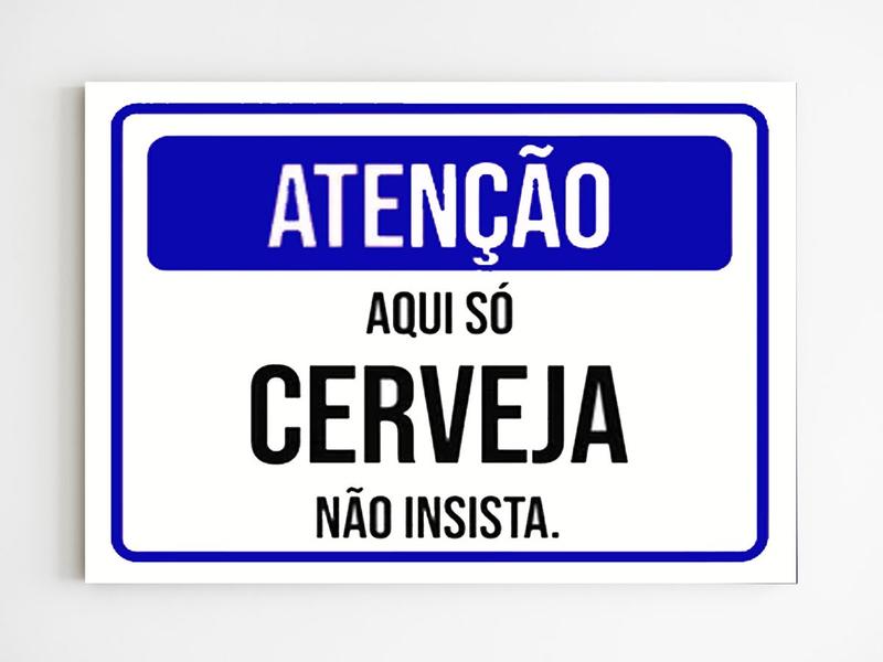 Imagem de kit 10 placas de sinalização atenção aqui só cerveja mdf A4