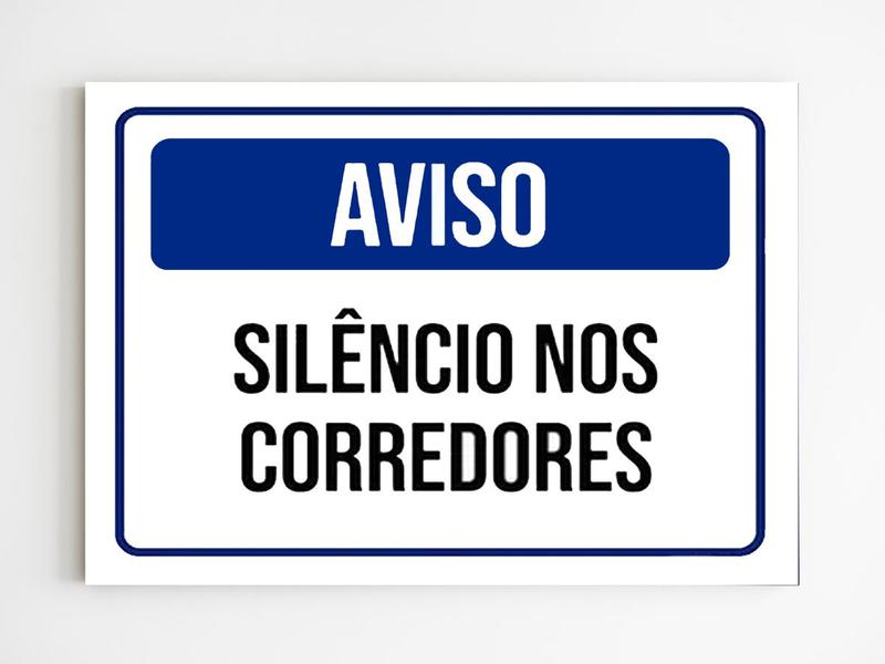 Imagem de Kit 10 Placas de sinalização aviso silêncio nos corredores