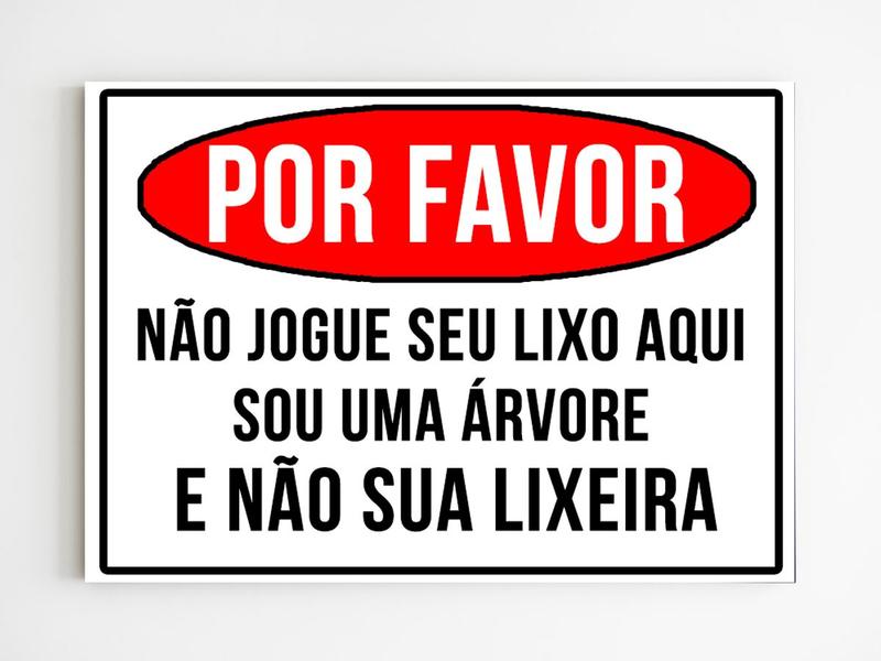 Imagem de kit 10 placas de sinalização não jogue lixo na arvore mdf