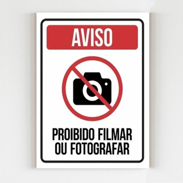 Imagem de Kit 10 Placas de sinalização proibido filmar ou fotografar