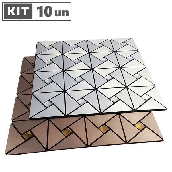 Imagem de Kit 10 Placas Pastilha Autoadesiva Decorativa 3D Lavável Cozinha Banheiro Lavabo 30x30cm