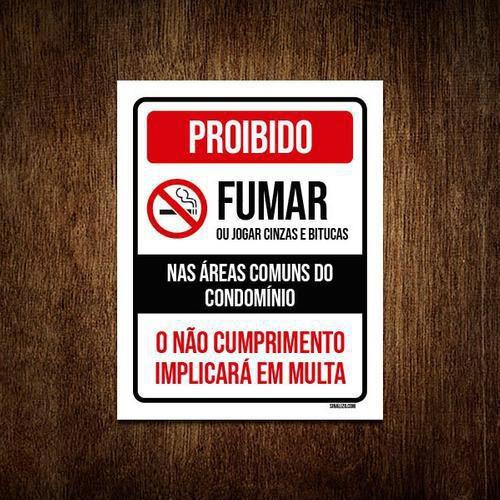 Imagem de Kit 10 Placas Proibido Fumar Áreas Comuns Condomínio 18x23cm