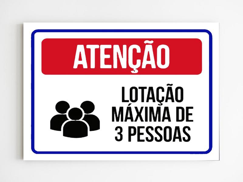 Imagem de kit 10 placas sinalização atenção lotação maxima 3 pessoas