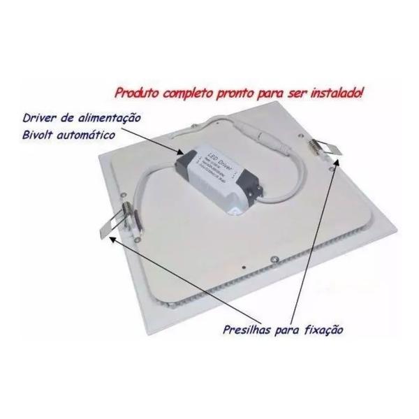 Imagem de Kit 10 Plafon Embutir Slim Quadra 22,5cm² 18w Quente