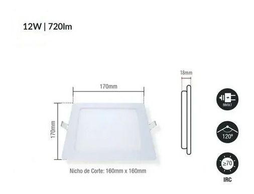 Imagem de Kit 10 Plafon Led Quadrado Embutir 12w 17x17cm Branco Frio